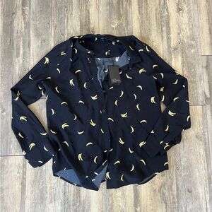 Rails Banana Print Button Down Blouse
